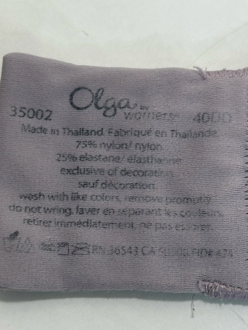 Olga Signature Support Cushion Underwire Unlined Full Coverage Bra Lavender 40DD - Picture 6 of 9